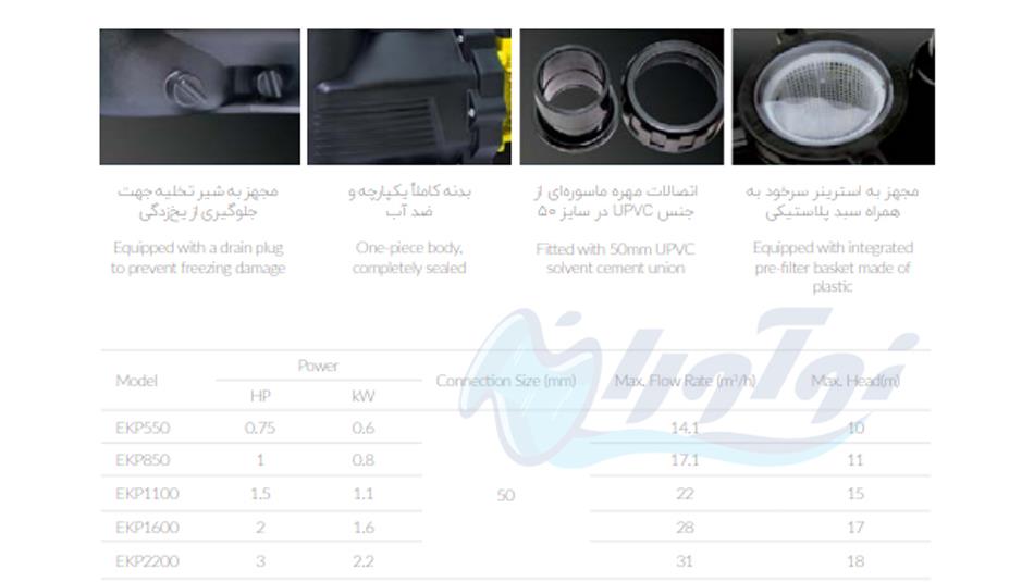 پمپ تصفیه استخر آکوا استرانگ AQUASTRONG سری EKP